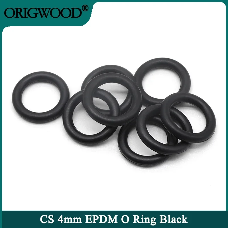 

10/50pcs EPDM O Ring Gasket CS 4mm OD 12 ~ 150mm Black Acid and Alkali Resistance Water Resistance Friction Resistance o-ring