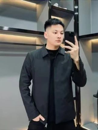 سترة رجالية أنيقة جديدة للربيع والخريف، تصميم عملي غير رسمي بياقة قابلة للطي، متعددة الاستخدامات وفاخرة بلون موحد #3