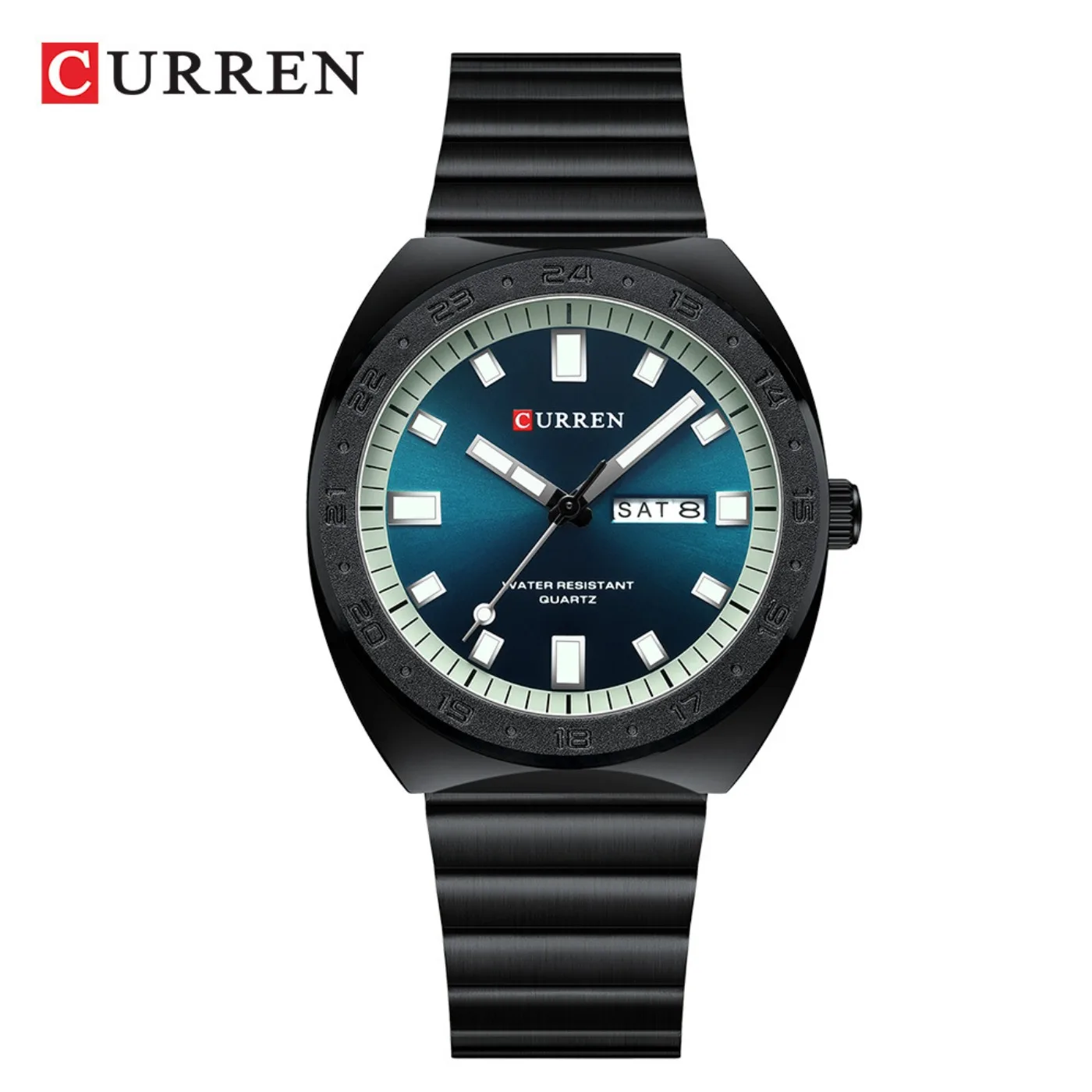 CURREN 8473 NEW Luxury Round Water-Resistant Quartz Watch Dual-Calendar Watch with Stainless Steel Strap Gifts