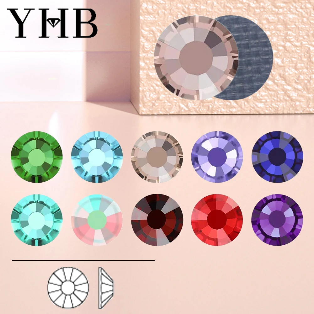 YHB 128-153 HF High Quality 12cut Top Hotfix Flatback With Glue Rhinestones For Bags Shoes Garment Phone DIY Nail Art