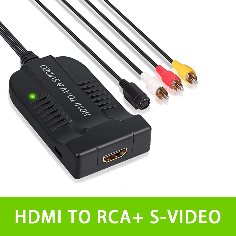 Конвертер HDMI в RCA + S-Video, мультимедийный интерфейс высокой четкости 1080P HD-видеоконвертер, для телевизора, VHS-видеомагнитофона, DVD