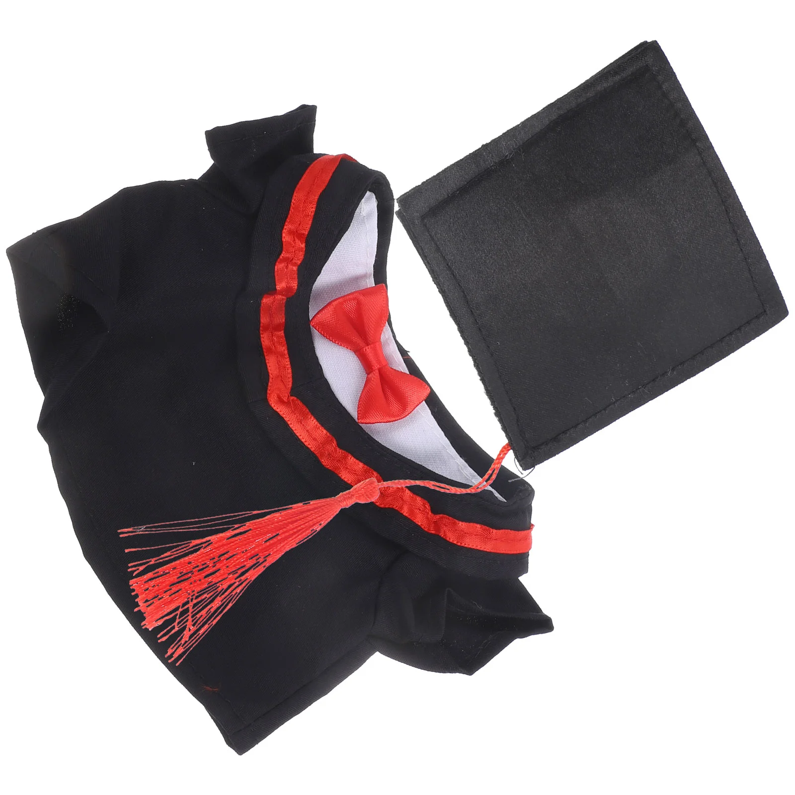 Ensemble de casquettes de robe de remise de diplôme, vêtements en peluche de 30cm, garniture rouge, tenues de remise de diplôme, jouet pour enfants, cadeau, accessoire de jeu réaliste