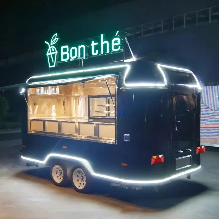Mobile Kitchen Food Truck Fully Equipped Hot Dog Coffee Cart Food Trailer Grill Deep Fryer Commercial Grade Mall Hot Sale