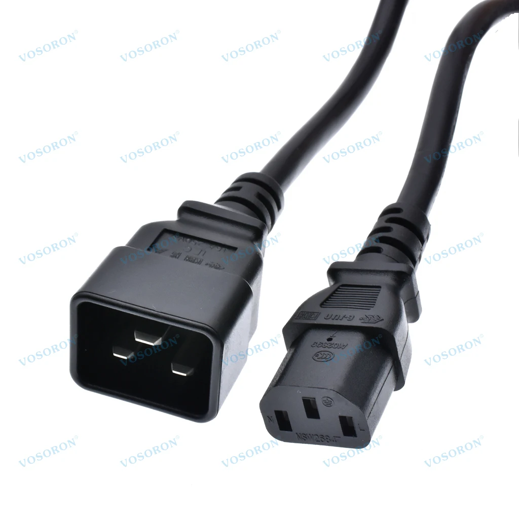 IEC320 C20 to C13 Extension Cord Cable for Server/PDU, 16A to 10A, Heavy-Duty Computer Power Cord