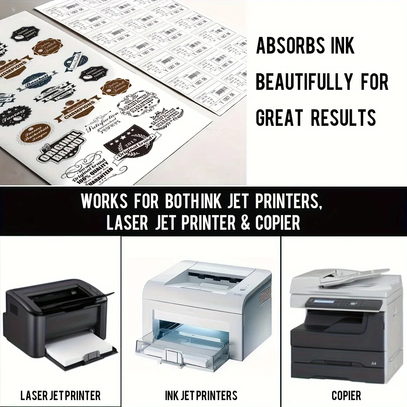 10pcs A4 self-adhesive label paper printable, suitable for inkjet printer and laser printer, bright white, quick-drying, sticker