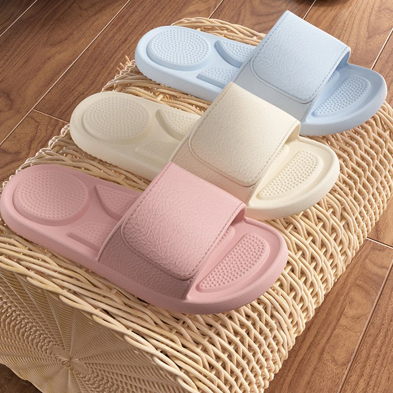 

2026 Summer Women Slippers Beach Slides Solid Flip Flops Men Thick Sole Couple Sandals Indoor Bathroom Anti-Slip Shoes Zapatos