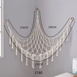 Boho-Plüschtier-Hängematte zum Aufhängen, Aufbewahrung, Baumwolle, platzsparendes Wandnetz für