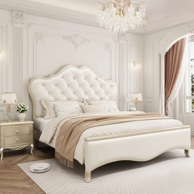 

Elegant Luxury Modern Double Bed Girls Pretty Princess Queen Size Bed Solid Wood Letto Matrimoniale Bedroom Set Furniture