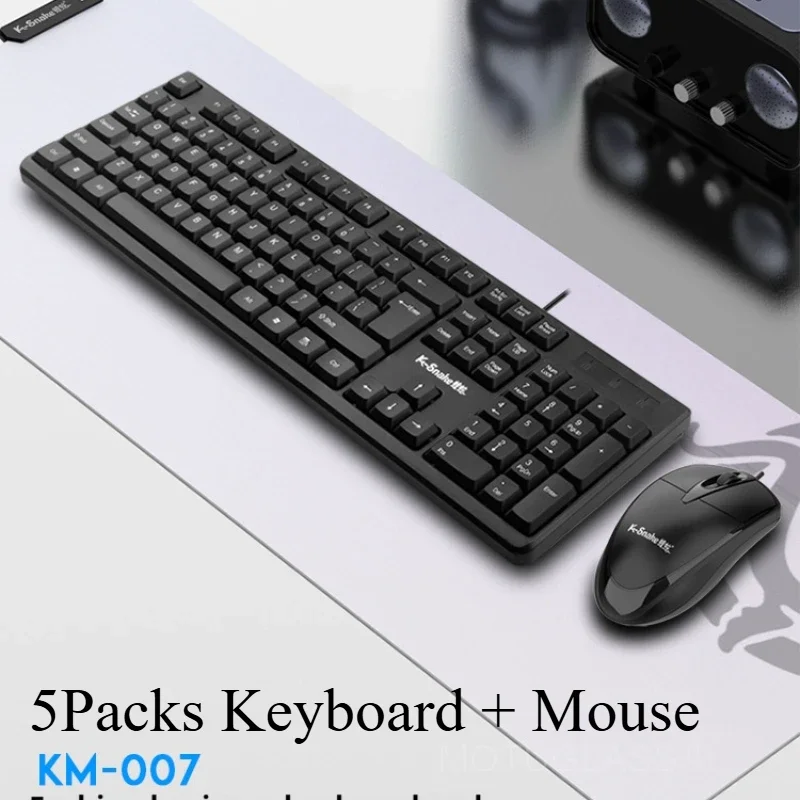 5 Pack Wholesale USB Wired Keyboard and Mouse Set Combo for Desktop Laptop Office Typing Durable Comfortable Design