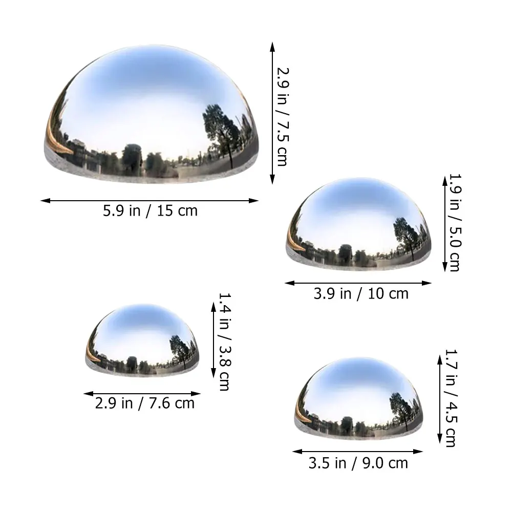 4 قطعة الفولاذ المقاوم للصدأ عاكس التحديق نصف الكرة كرات حديقة مرآة الكرات الديكور في الهواء الطلق عاكس غلوب