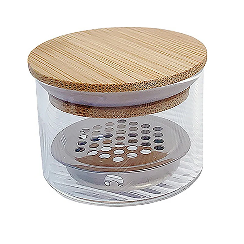 살롱용 나무 뚜껑이 있는 유리 네일 컵 1개 - 파우더, 리퀴드, 브러쉬 보울 홀더 용기 네일 아트 클리닝 도구