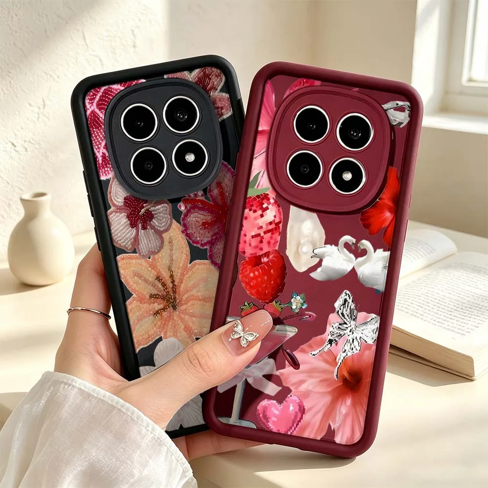 Pink Hibiscus Flower For Redmi Note 15 14 13 12 11 12R 12R 11T Pro Speed Plus 5G Eye Ladder Phone Case Cover