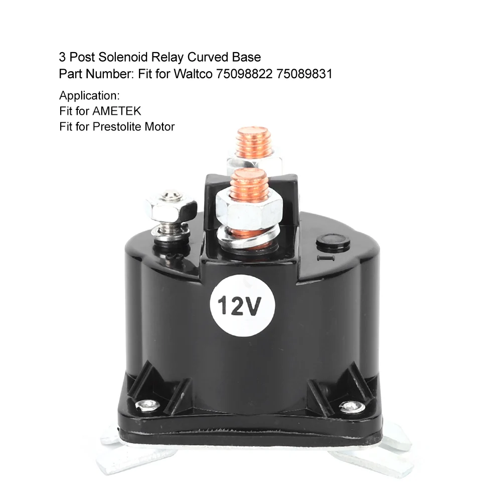 3 Post Solenoid Relay Curved Base Fit for Waltco 75098822 75089831 Curved Base Relay Solenoid Relay Relay for Prestolite Motor