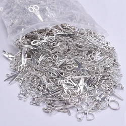 Wholesale Mix Scissors Charms For Jewelry Making Supplies Metal Sewing Tools Pendant Silver Color DIY Materials To Make Keychain