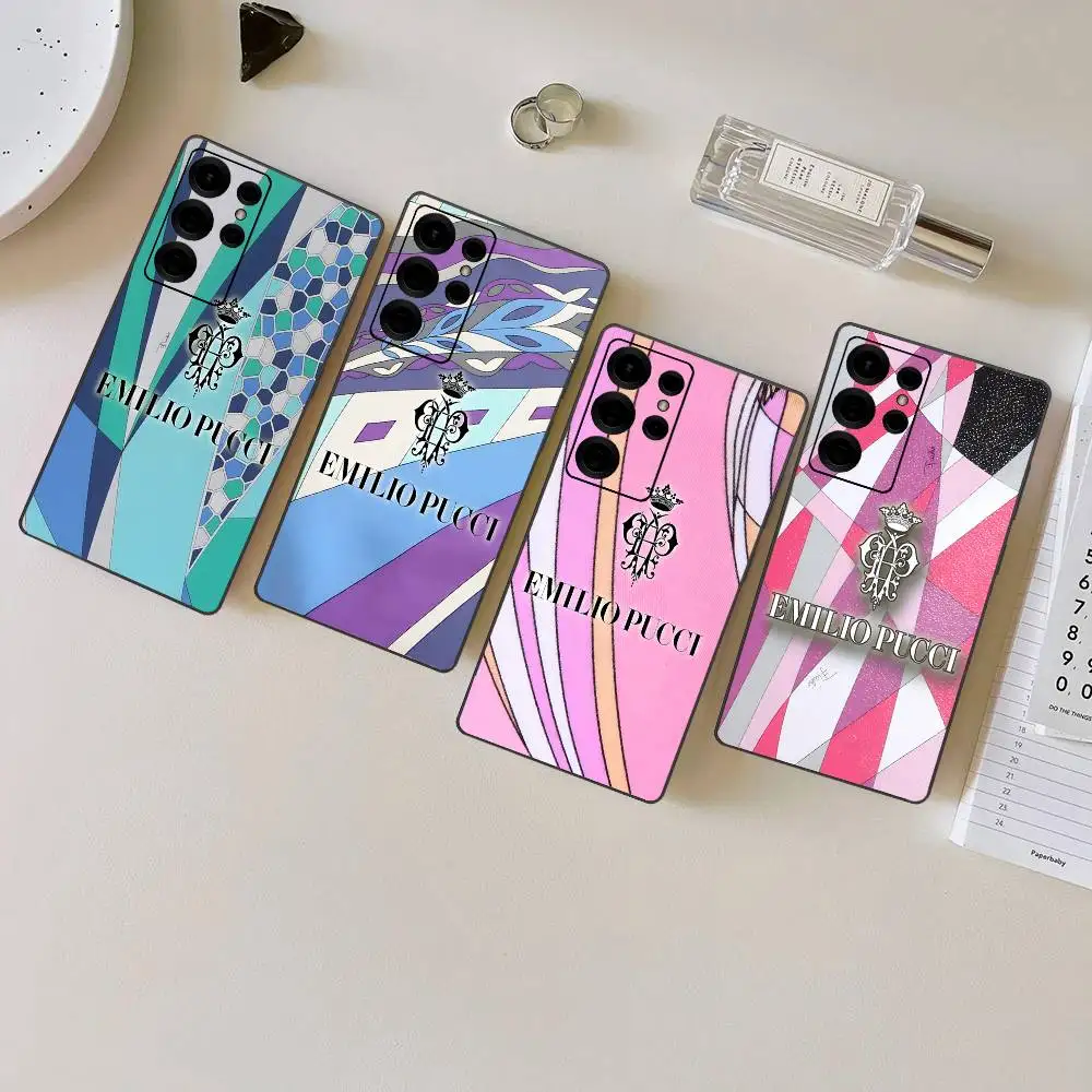 E-Emilio Logo Pucci Phone Case For Samsung S 24 Fe 25 Ultra Plus 20 Lite 21 30 22 23 24 22 Ultra 5G Fundas
