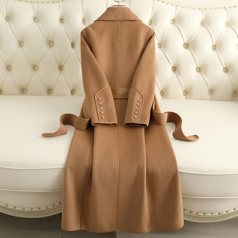 

Double-sided cashmere coat, women's long slim-fitting 2024 winter new fashion woolen coat, high-end one-piece delivery