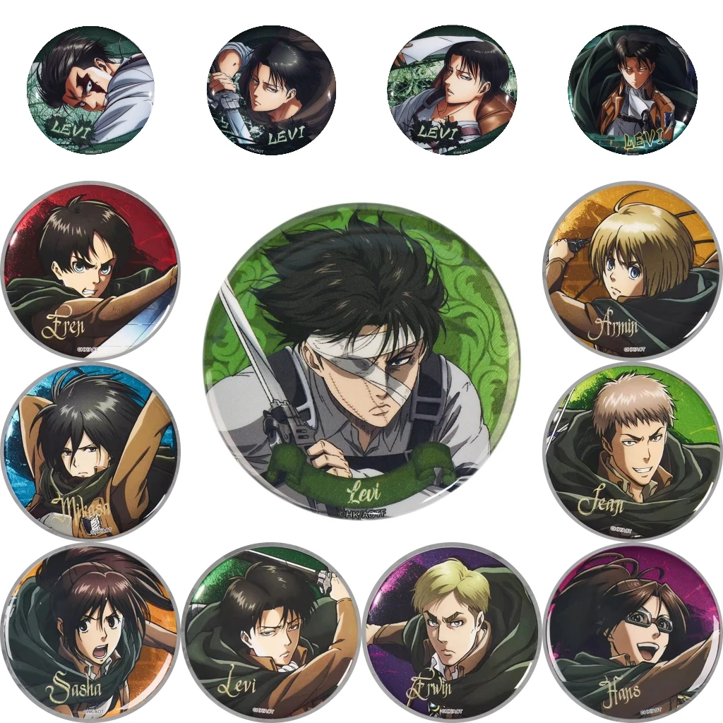58mm Anime Attack on Titan Eren Jaeger Armin Arlert Erwin Smith Hange Zoe Cosplay COSTUME Badge Pin SPTE Tinplate Brooch﻿ Prop