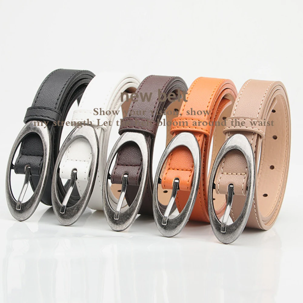 1Pc Pu Lederen Vrouwen Riemen Ronde Metalen Pin Gesp Riem Voor Dames Jurk Jean Tailleband Luxe Design Riem Riem Voor Vrouwen