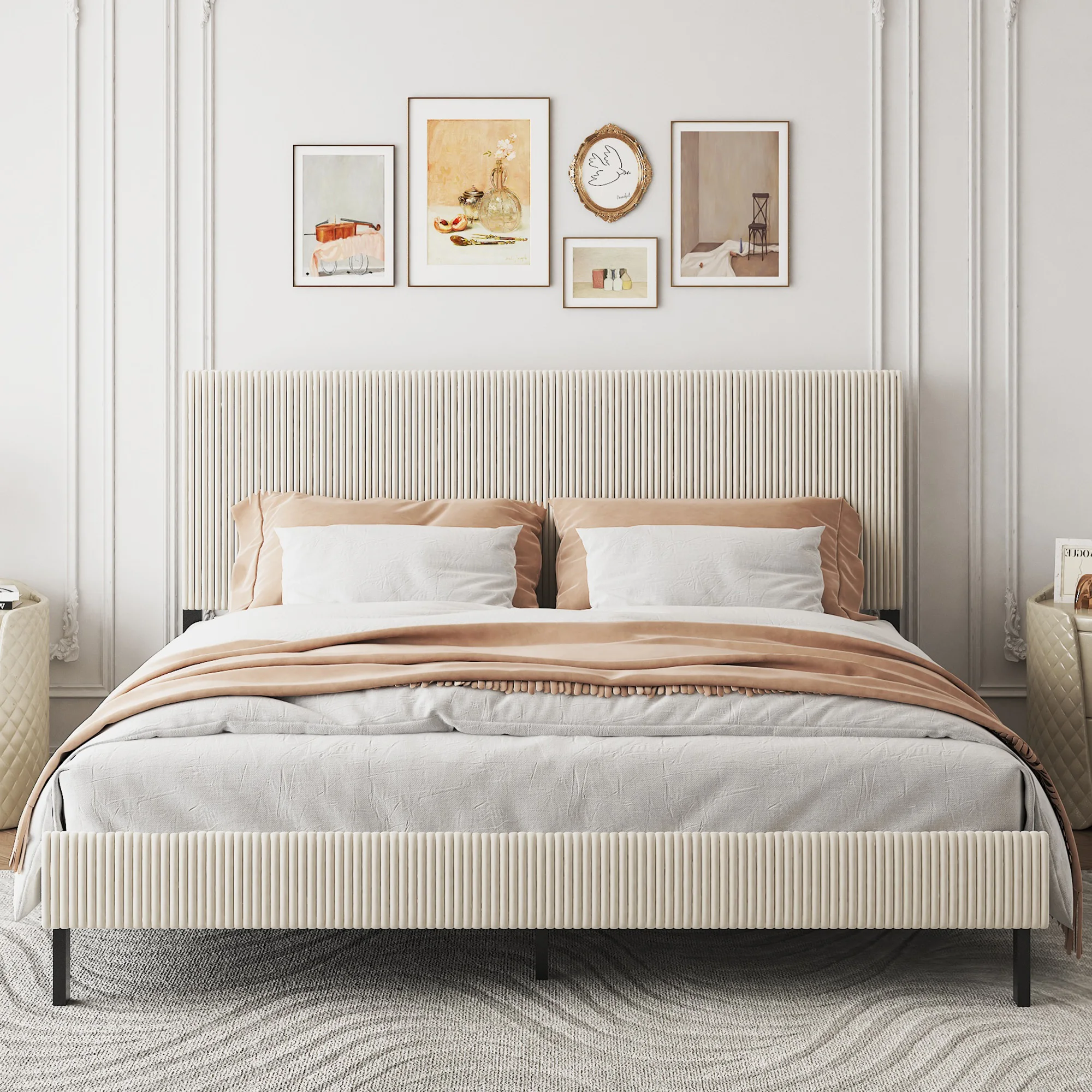 King King Size Bed Frame Platform Bed Frame with Hight Upholstered Headboard for Adult Easy Assembly - Aliexpress Deal