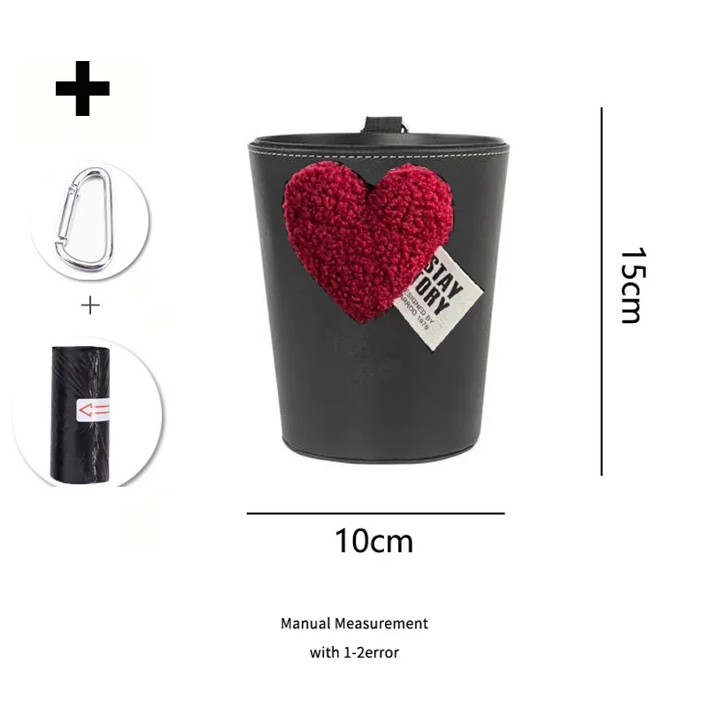 Cute Retro Red Heart Car Trash Bin Back For Back Seat Headrest Hanging Organizer Rubbish Leather Storage Bag Auto Accessories - view 5