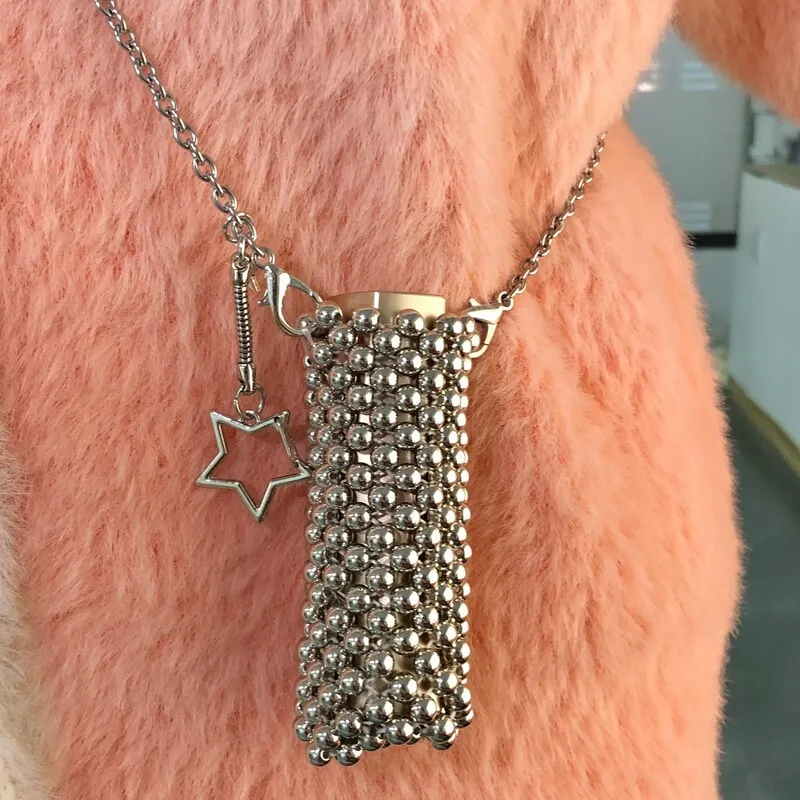 Beaded Lipstick Holder Keychain Pearl Woven Pouch Mini Bag Charm Star Keyring For Women Girls Portable Cosmetic Accessories