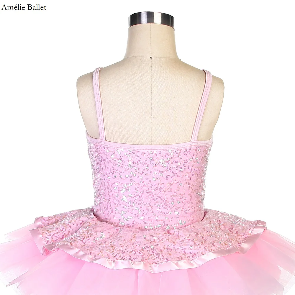 20182 أطفال بروتيل توتو الوردي الترتر دنة صد مع طبقة الوردي تول توتو الفتيات مرحلة الأداء ملابس رقص الباليه #6