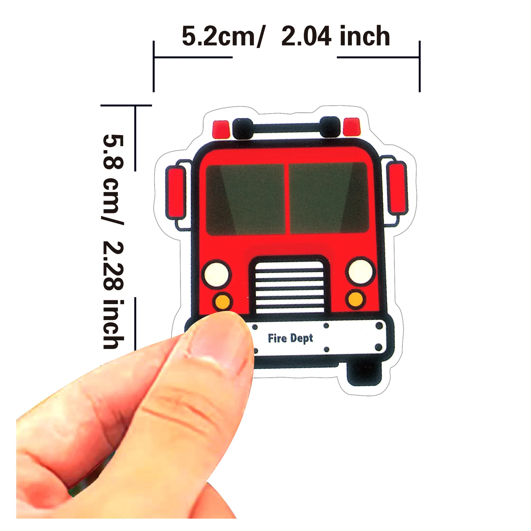 

50pcs Fire Truck Stickers | Self-Adhesive, Matte Finish, Animated Theme, Mixed Colors, for Office Decor, Envelope Sealing