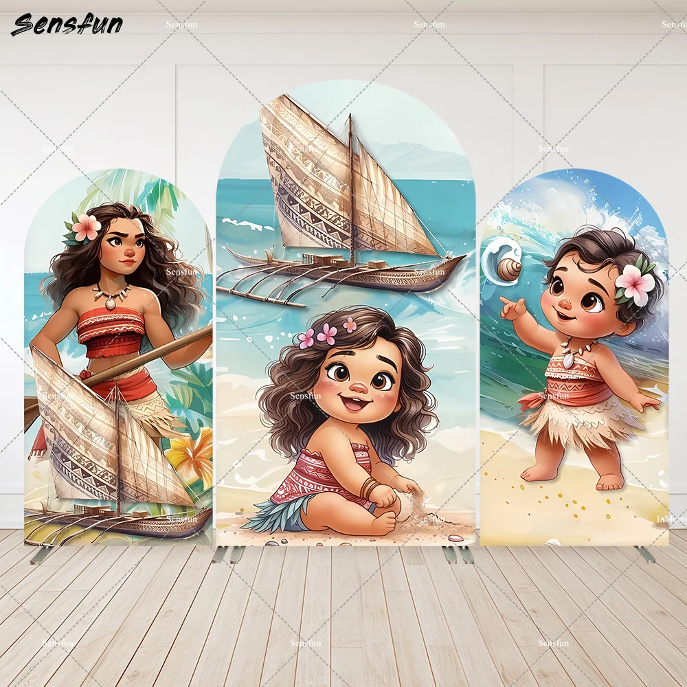 

Милый фон Disney Moana 2, арка на день рождения, декор для вечеринки, океан Vaiana, детский душ, вечерние арочные настенные панели, баннер, 2-сторонний