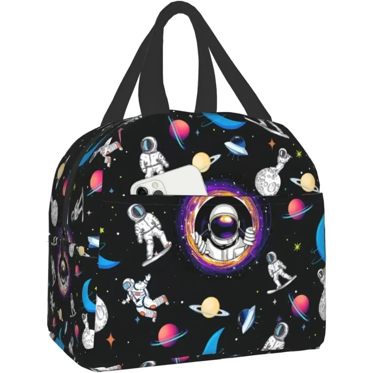 Astronaut Lunch Bag for Women Men Insulated Lunch Box Washable Cooler Tote Bag Reusable Lunch Bags