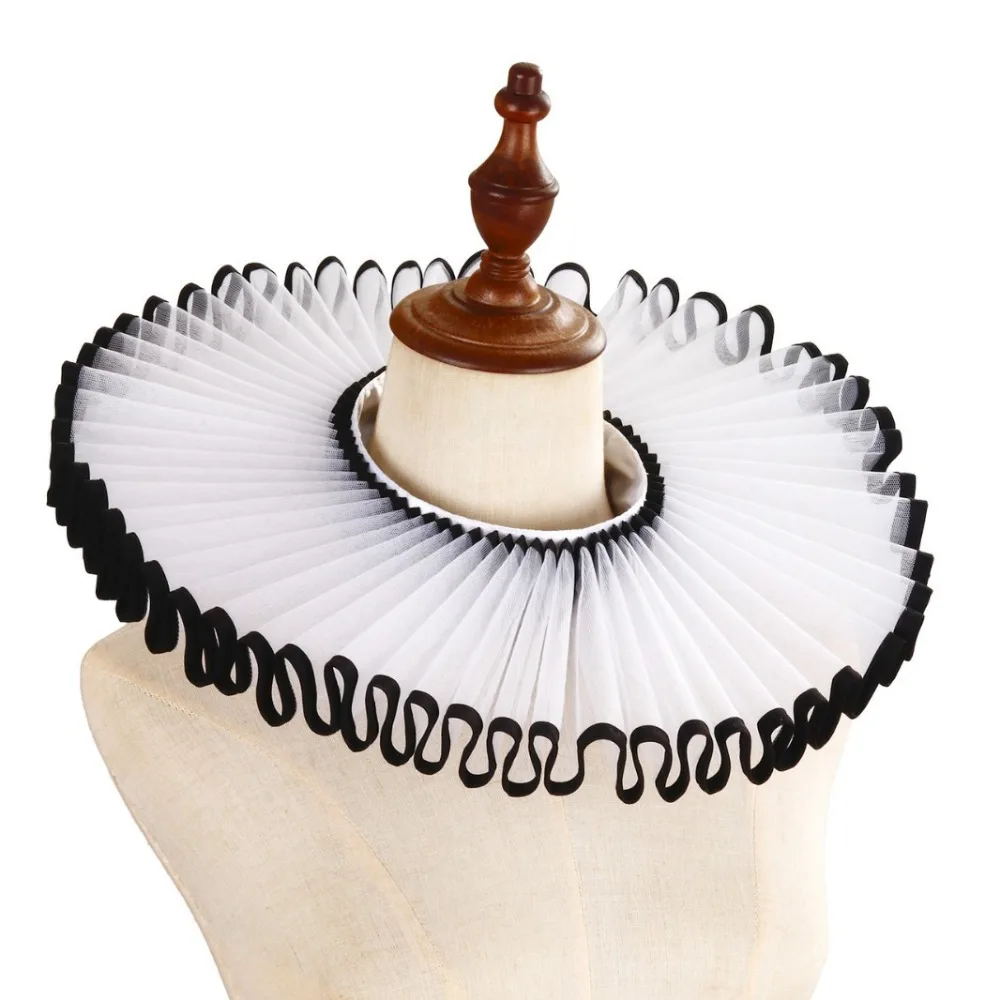 Detachable Shakespeare Neck Ruffled Collar Elegant Opera Renaissance False Collar Victorian Costume Vintage Retro Ruff Collar