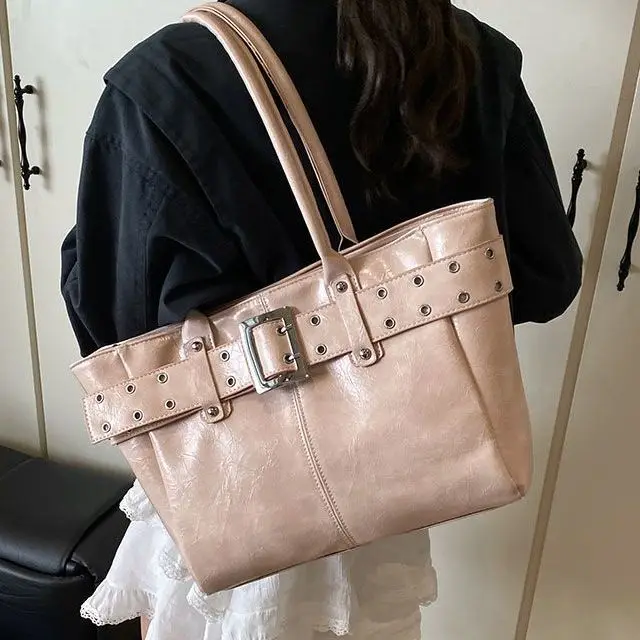 

Женская уличная сумка с поясом для горячих девушек, милая, крутая, кожаная, большая вместительная, текстурированная сумка на плечо, женская модная сумка Y2k 2025