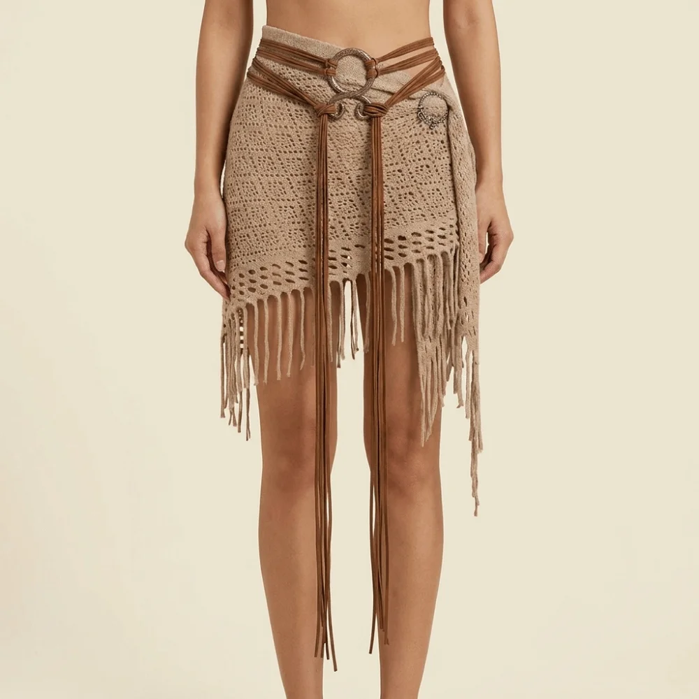 Fashion Adjustable Long Rope Chain Belt Fringe Loop Braided Waist Cinch Handcrafted Look Gothic Decorative Belt Halloween