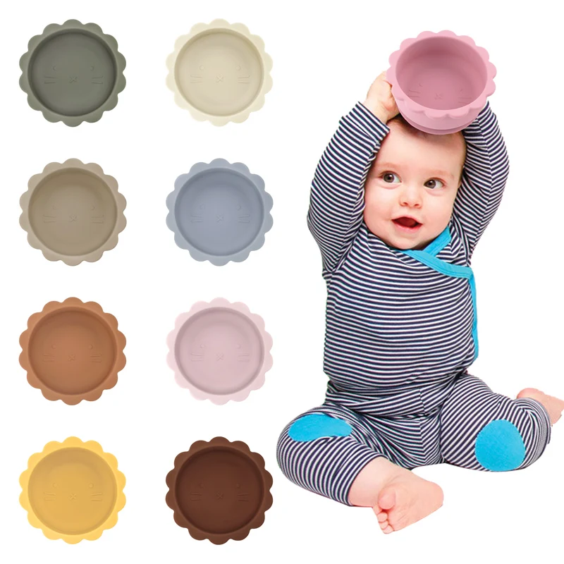 Mother Kids Silicone Cookware Feeding Solid Food Sucker Bowl For Babies Toddler  Dishes Plate Training Children's Tableware