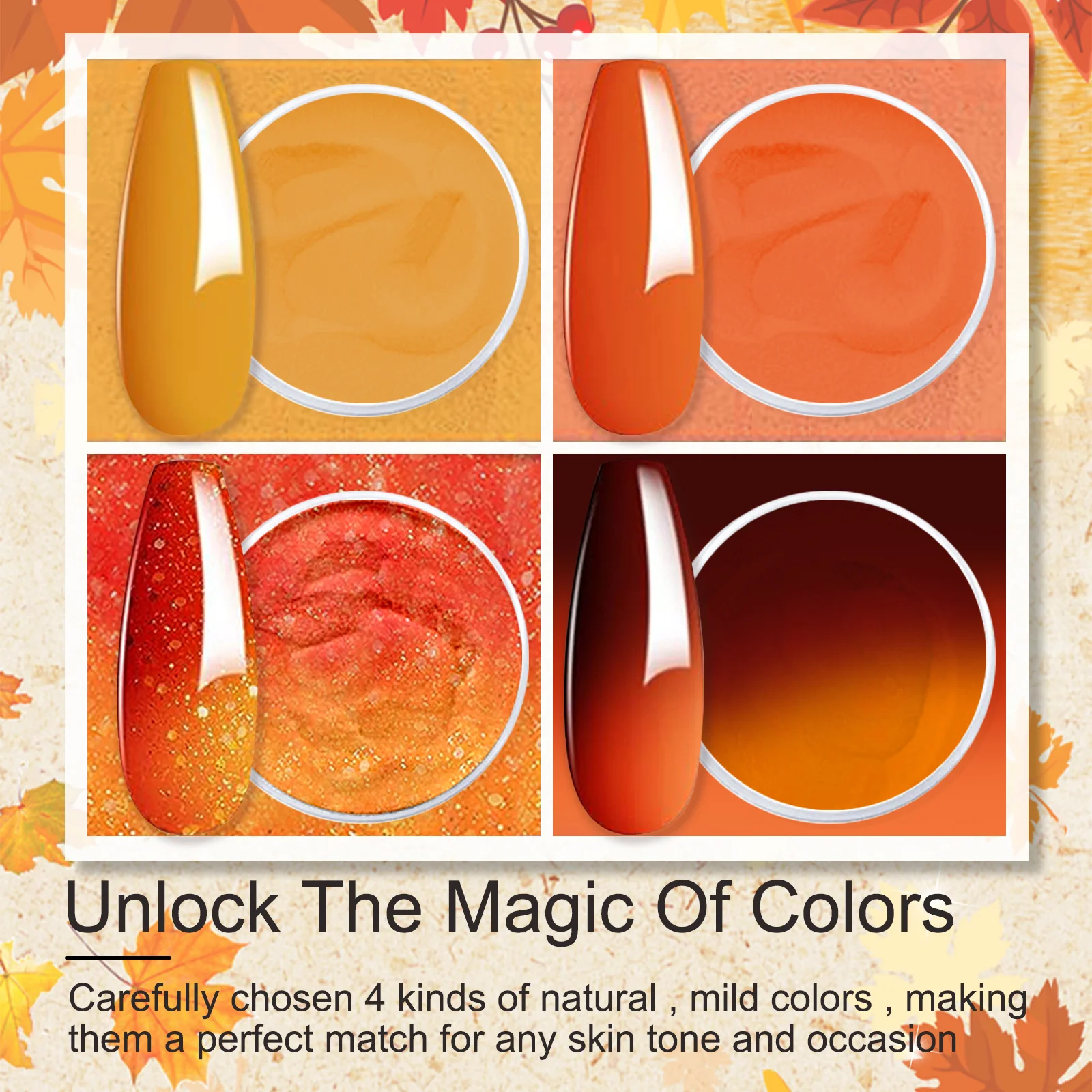 Dip-Puder-Nagelset, 4 Farben, Halloween-Tauchpulver-Flüssigkeitsset mit Basis/Decklack-Aktivator für Nagelkunst, Salon, DIY-Geschenk