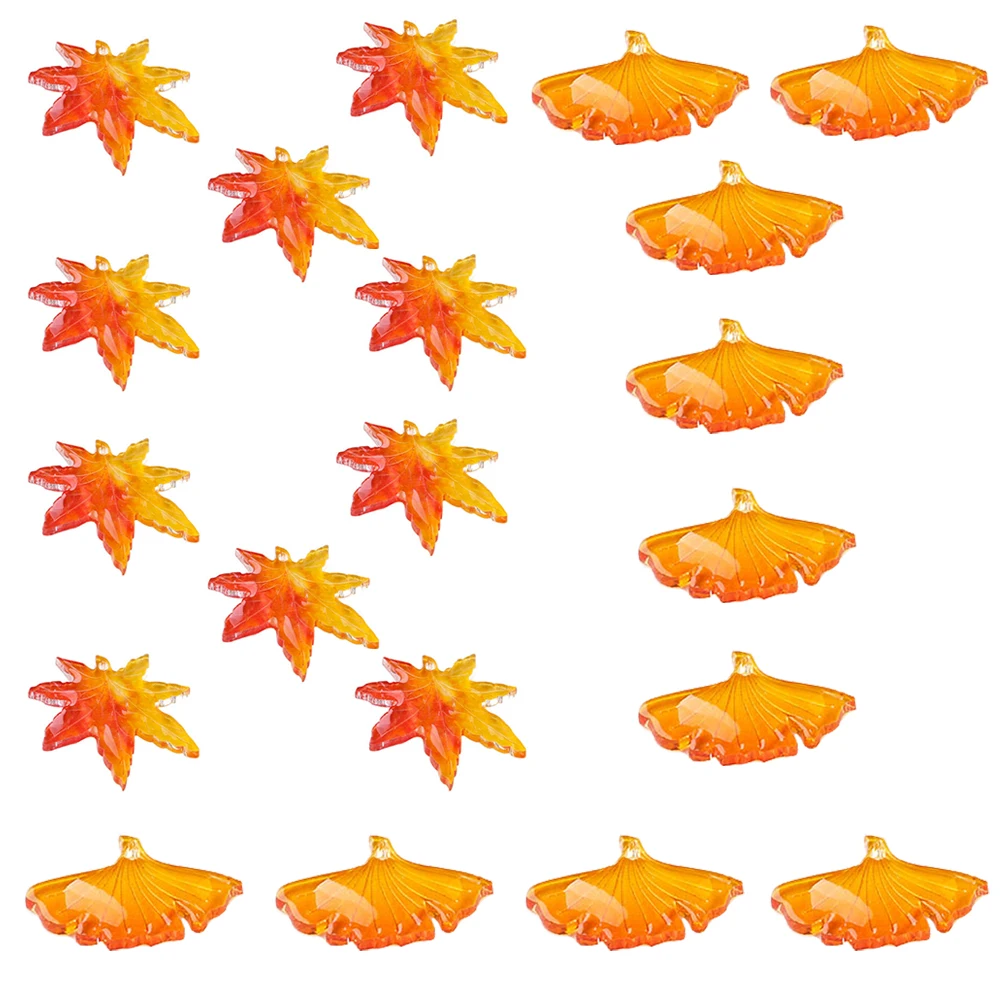 

20pcs Maple Leaf Ginkgo Pendant Charms DIY Acetic Acid Large Hole Beads Sweater Chain Key Ring Decorative Jewelry Accessories