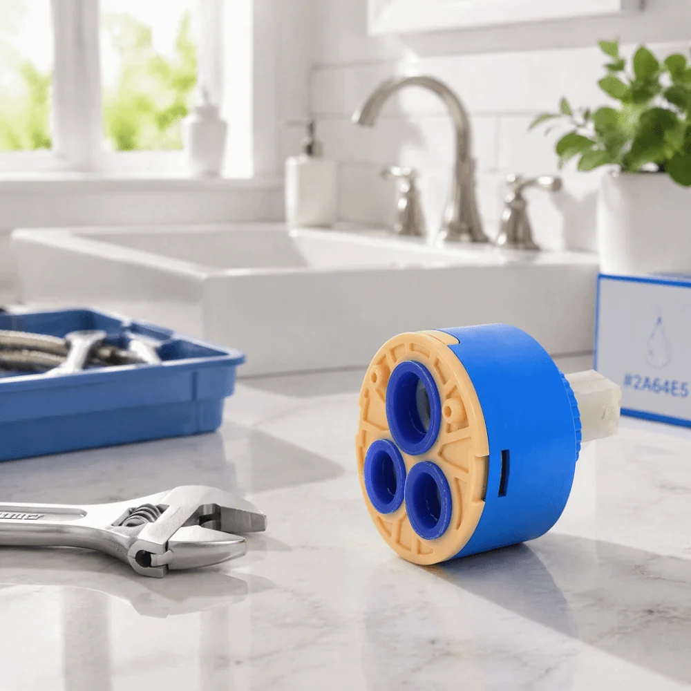40mm Size Ceramic Cartridge 3 Holes Leak Proof Faucet Valve Replacement Part PP Plastic Water Mixer Cartridge