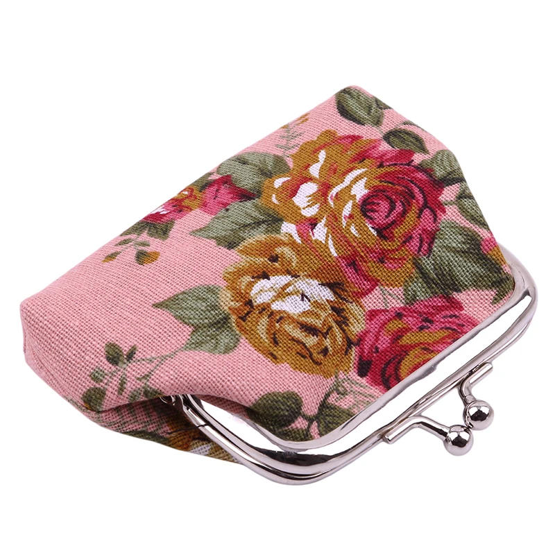 Monedero con broche para mujer, cartera pequeña Retro para mujer, bolso de mano de moda con flores Vintage, bolso de dinero, regalo de flores buenas, 2022