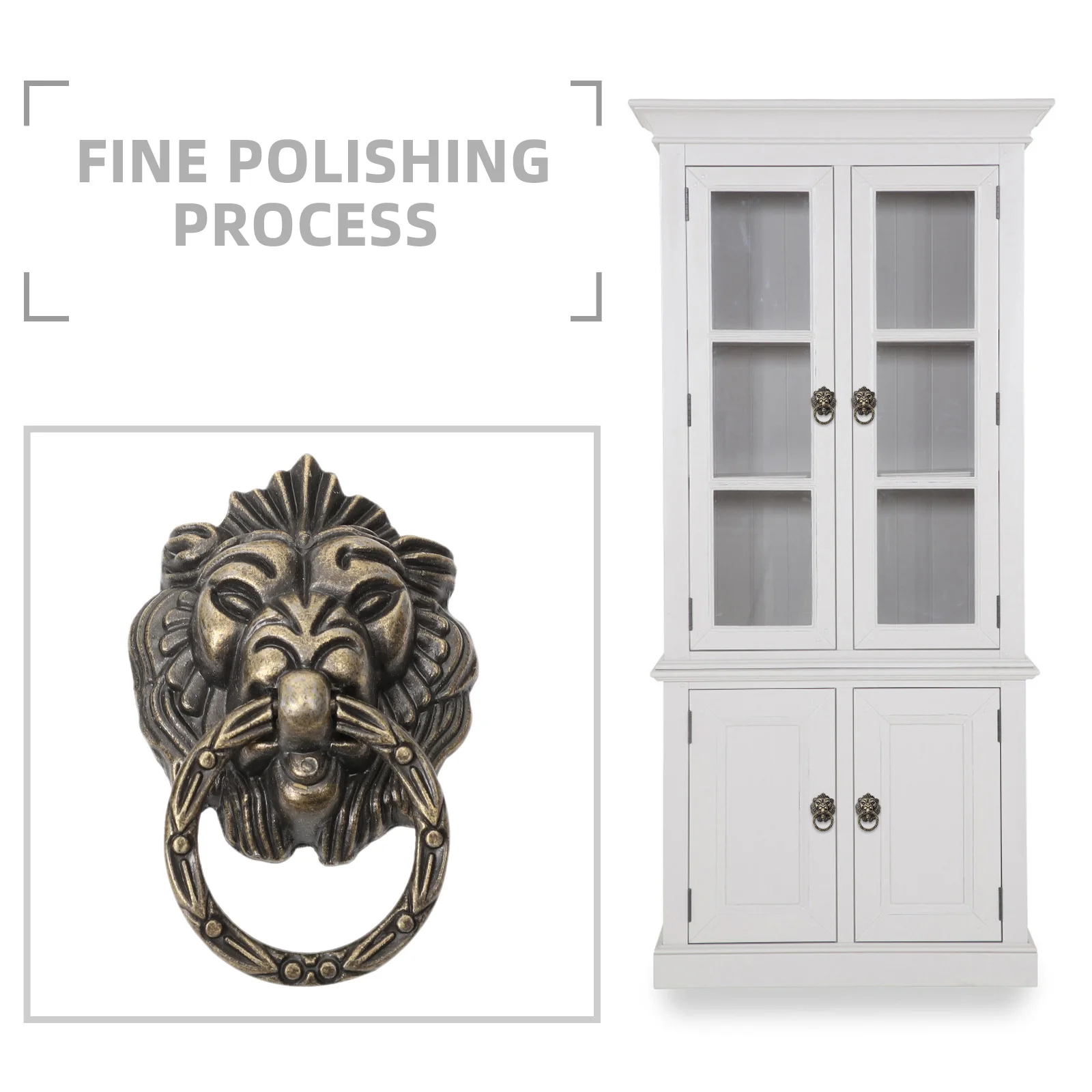

4Pcs Retro Lion Head Design Cabinet Handles Style Smooth Surface Drawer Pulls for Home Furniture Decoration