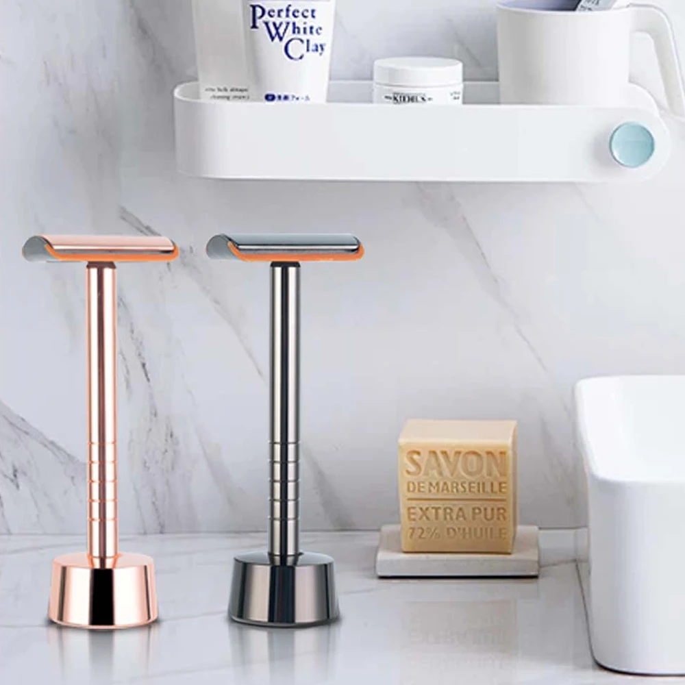 

Jokmae 03ts Портативная смазочная безопасная бритва с подставкой-держателем из алюминиевого сплава, двустороннее лезвие, подставка для бритвы для мужчин