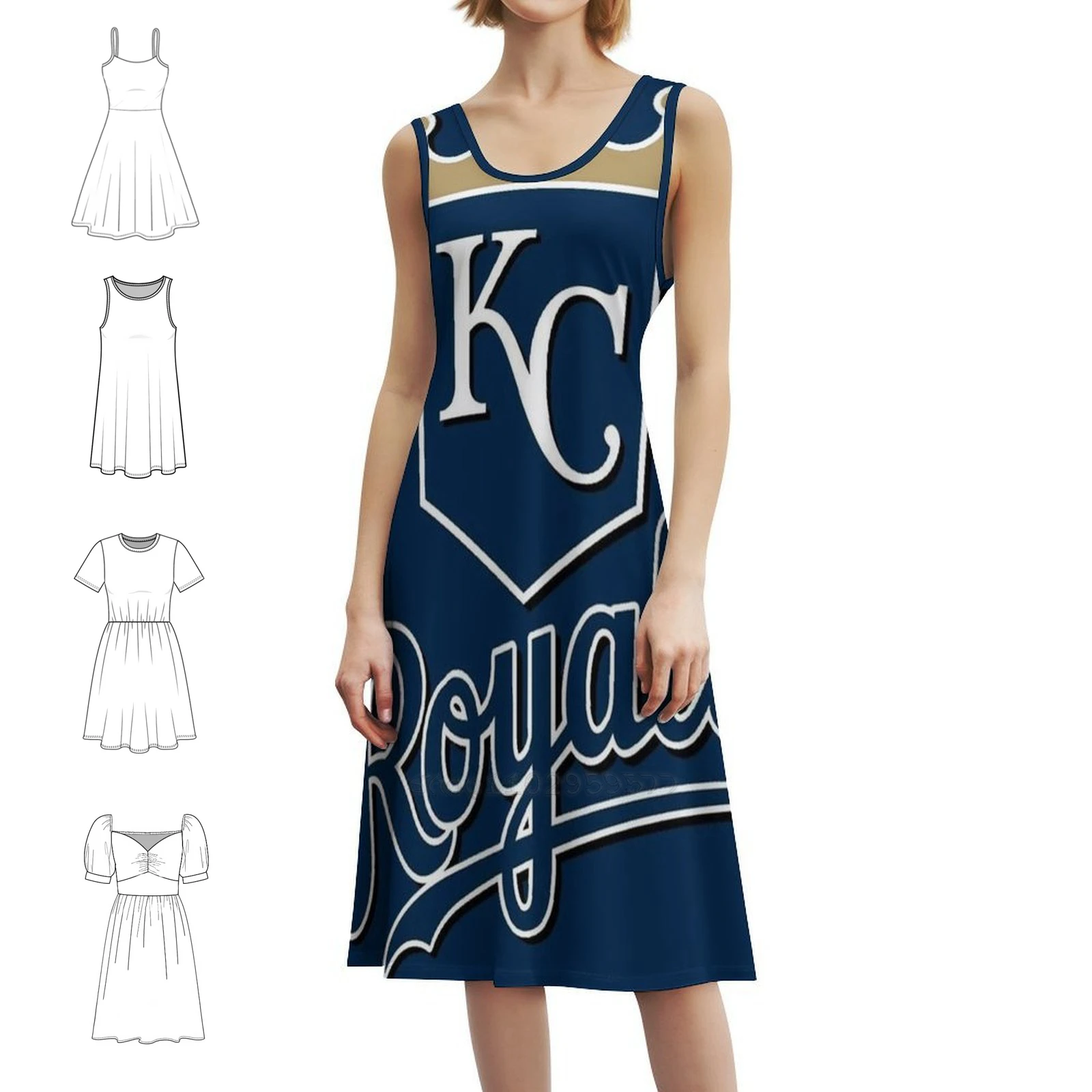 فستان Kc Royals مُزين بنقشة الزهور للنساء للربيع والصيف فستان كاجوال للحفلات Kc Royals اقتباسات مضحكة فيلم موسيقى نسائي #1