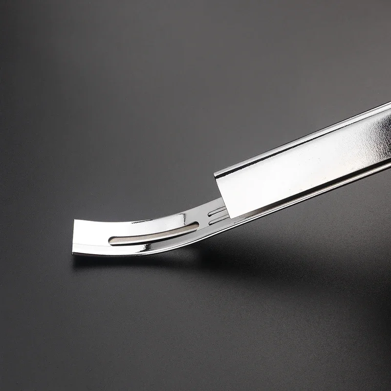 مجموعة واحدة من أدوات القطع ذاتية الصنع من الجلد المعدني مع 3 قطع شفرة سكيفر بديلة، حرفة جلدية رفيعة - أسود/فضي