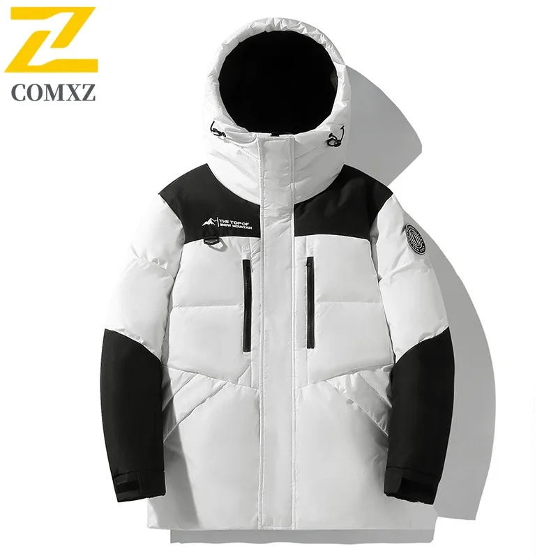 COMXZ ​Men's Winter Detachable Sleeves Jacket Hooded Windproof Puffer Coat Convertible Vest Thickened Parka Workwear​ 2025