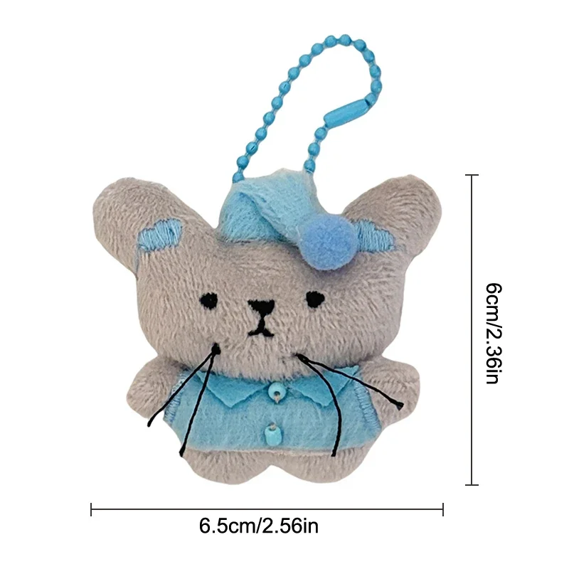 Pijamas dos desenhos animados mouse boneca de pelúcia pingente adorável rato chaveiro saco encantos mochila pendurado decoração casal chave titular presente