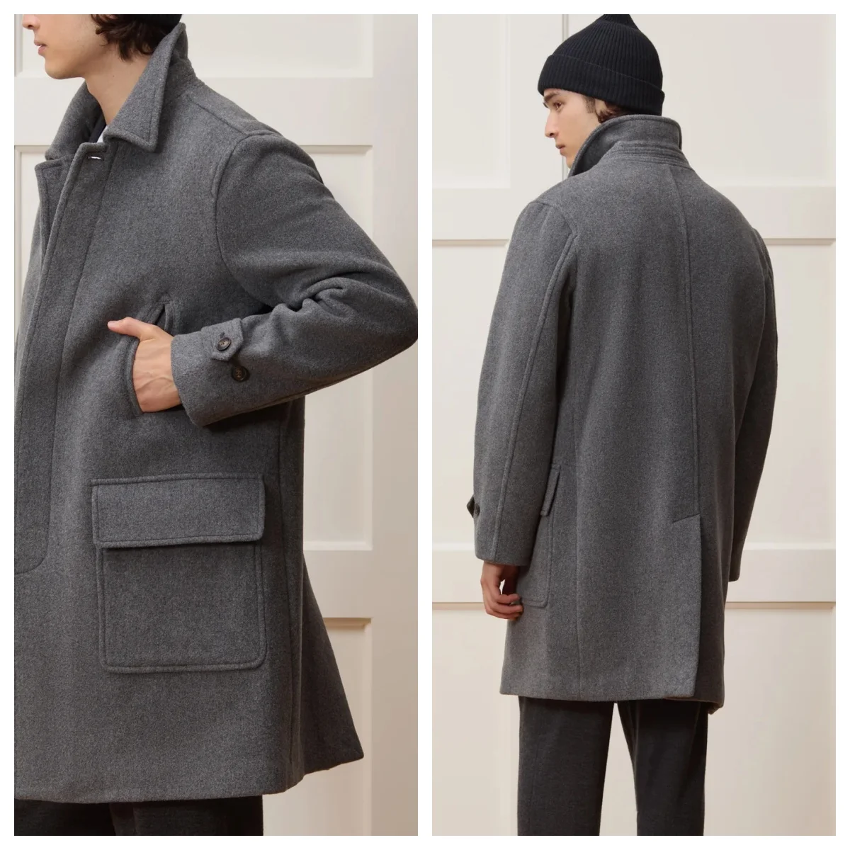 

Gray Woolen Fine Wool Men's Suit Overcoat Jacket Stylish Casual Business Suit Long Coat Classic Everyday Autumn/Winter Thick Top