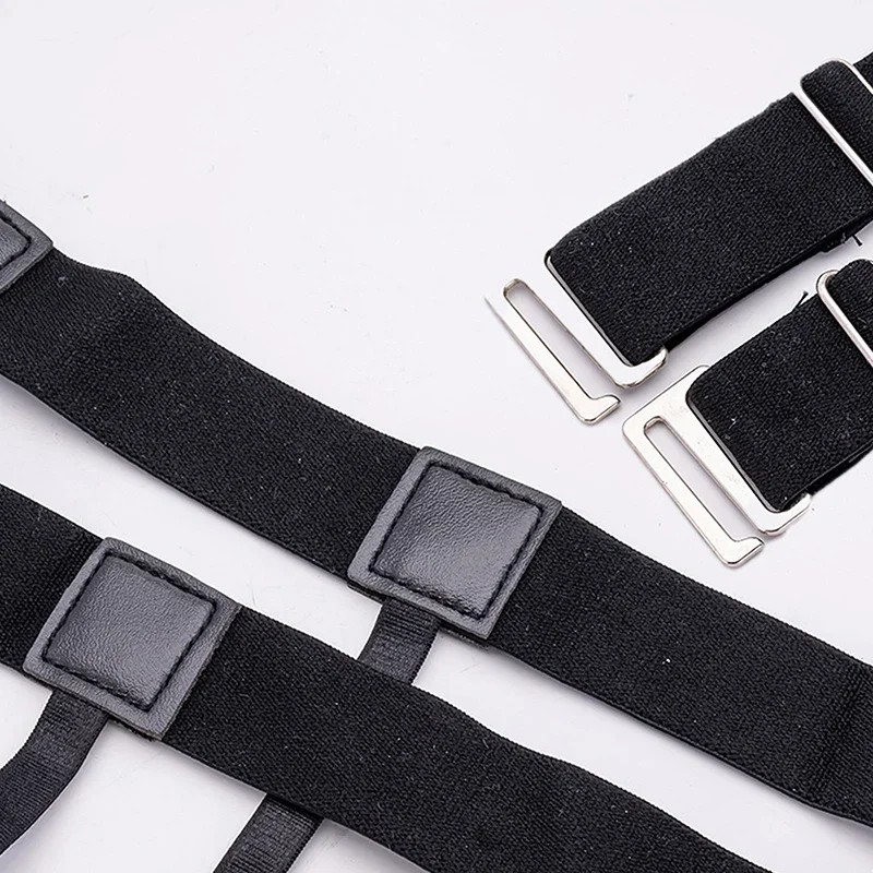 الرجال قميص البقاء حزام مع عدم الانزلاق قفل كليب شهم الساق الفخذ الحمالة الأربطة حزام موضة مطاطا موحدة قميص الأقواس #4