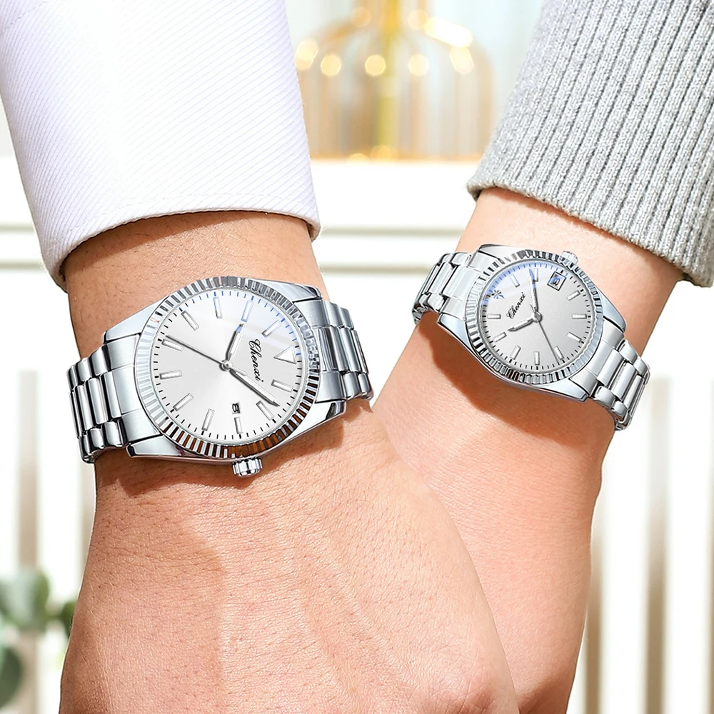 CHENXI Brand Couple Watch Luminous Fashion Calendar Lovers Wristwatches Sets Waterproof Quartz Couples Watches Gifts