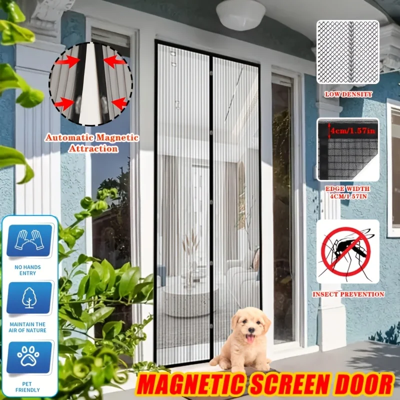 

Магнитная дверная занавеска от комаров, экран от насекомых низкой плотности, без сверления, простая установка для гостиной, спальни, кухни, улицы