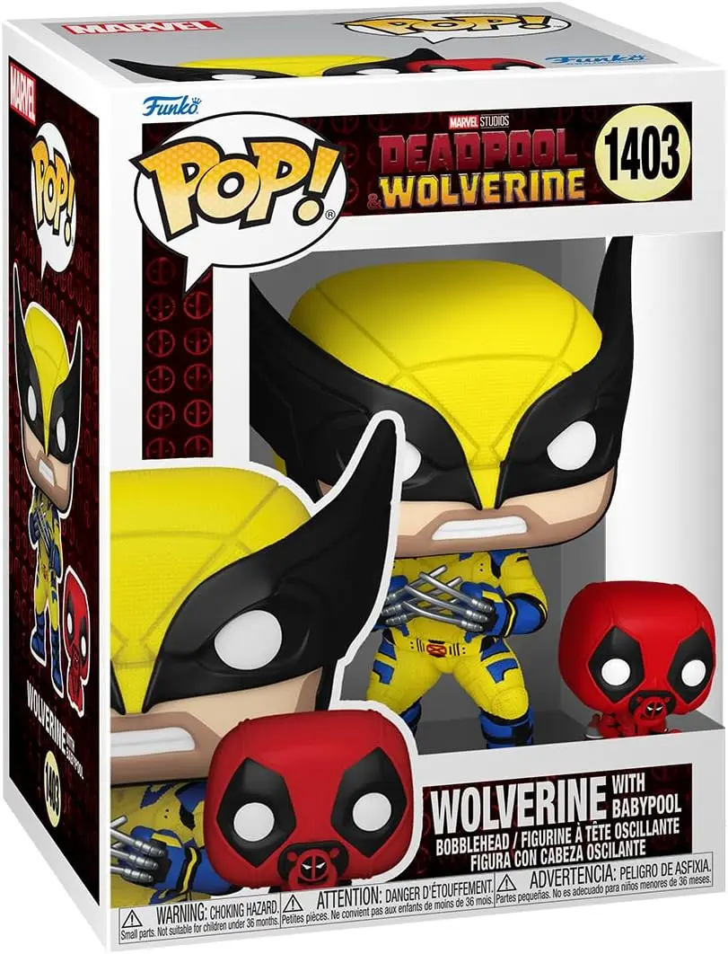Funko Deadpool y Wolverine POP! Figura de Vinilo de Wolverine con Babypool # Figura de acción coleccionable de vinilo 1403, juguete, adorno, regalo