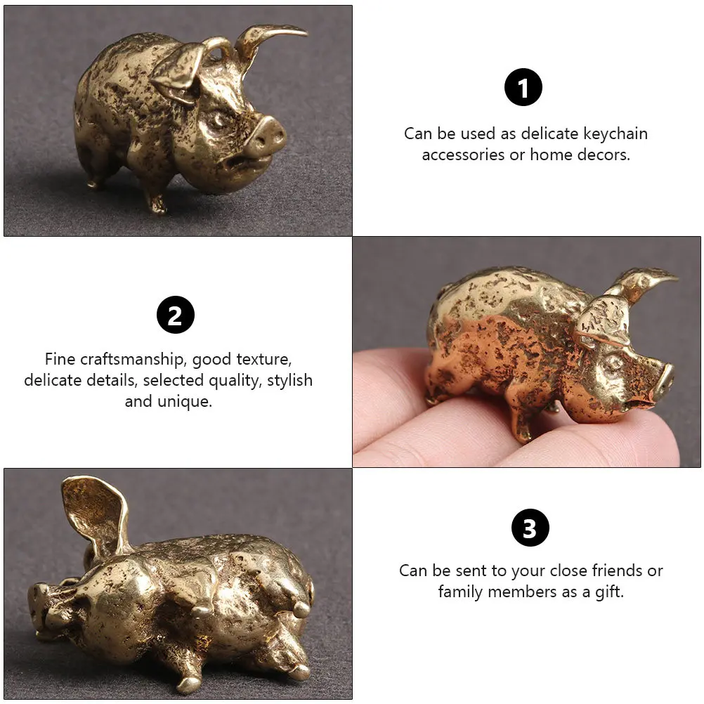 1Pcs Brass Pig Shaped Pendant Fine Polish Smooth Surface Keychain Home Adornment Mini Ornament Bag Car Decor Creative Gift Idea