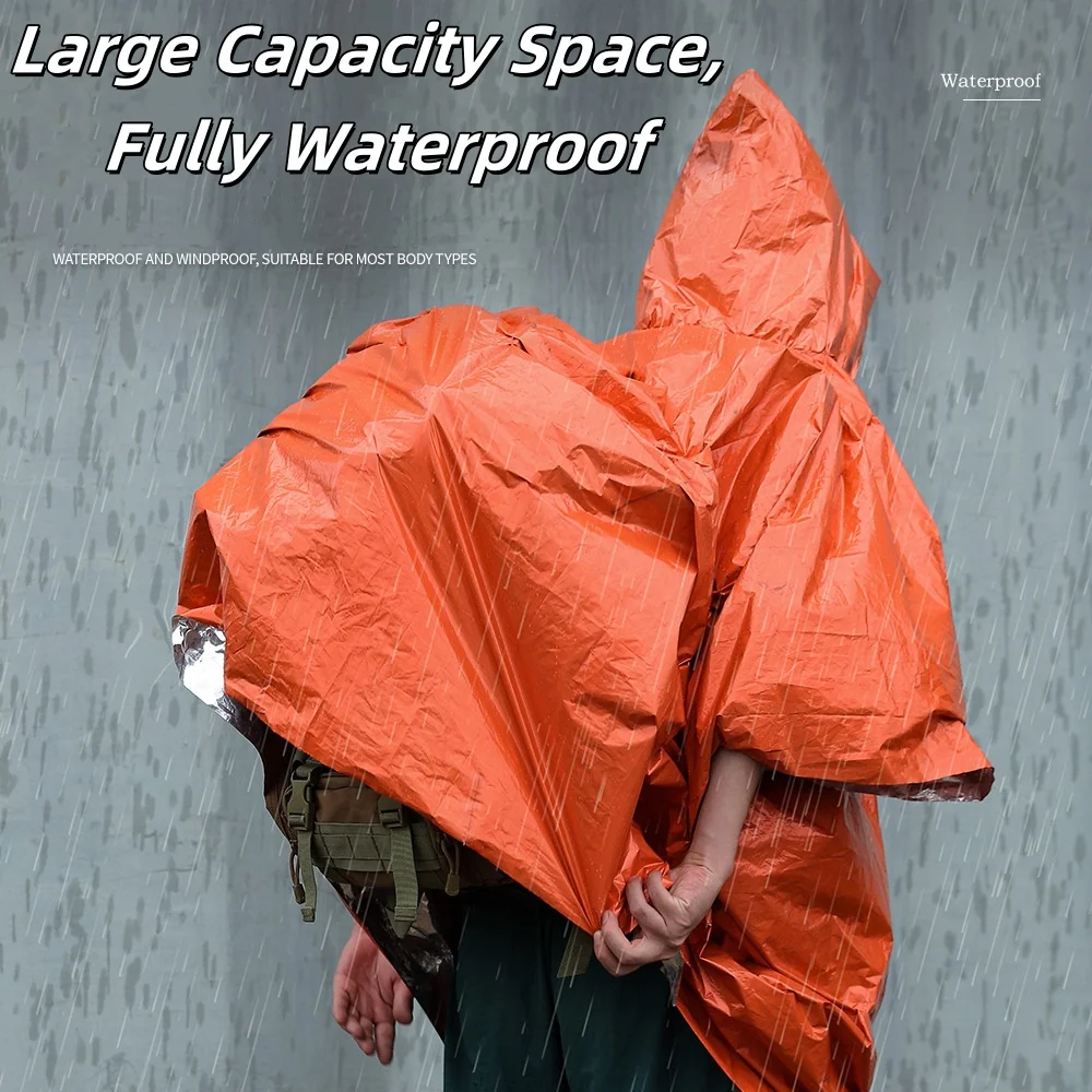 Emergency Raincoat Poncho Outdoor Waterproof Rainwear Aluminum Film Disposable Warm Thermal Survival Tools Camping Equipment